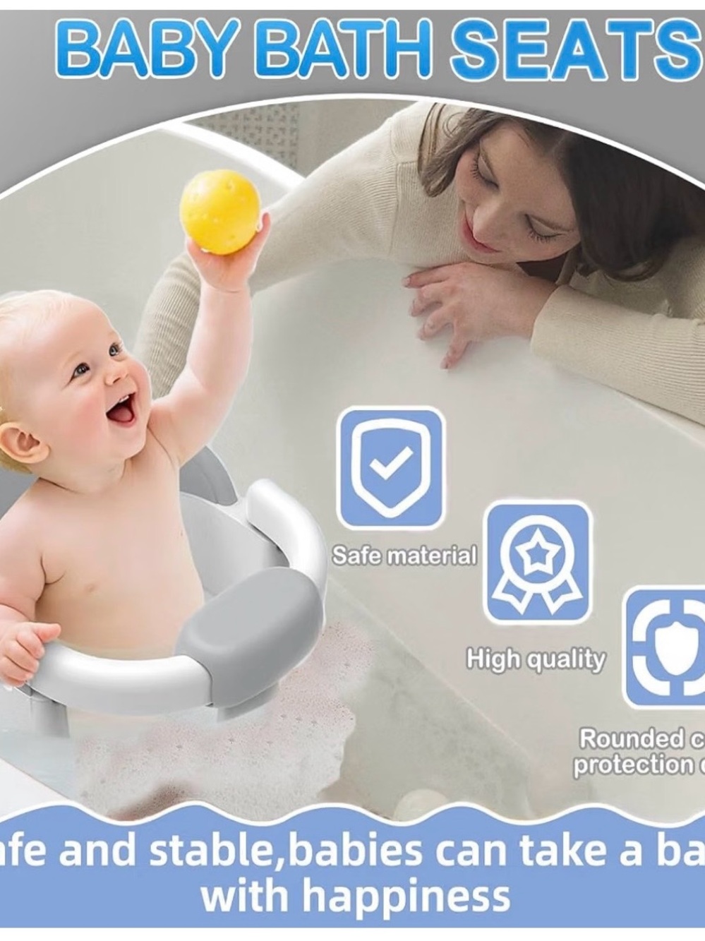 Baby Bath Seat for Infants - Gray